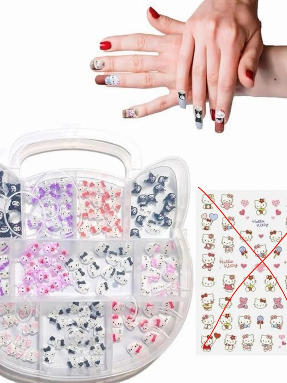 🎀 Kawaii Kitty 3D Resin Nail Charms – Assorted Nail Art Decorations (Sealed Bag)